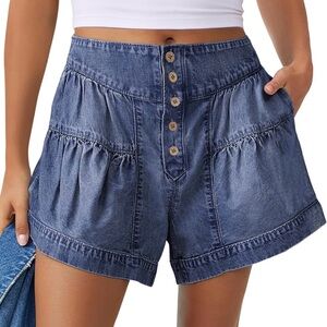 High Waist Denim Blue Women's Shorts